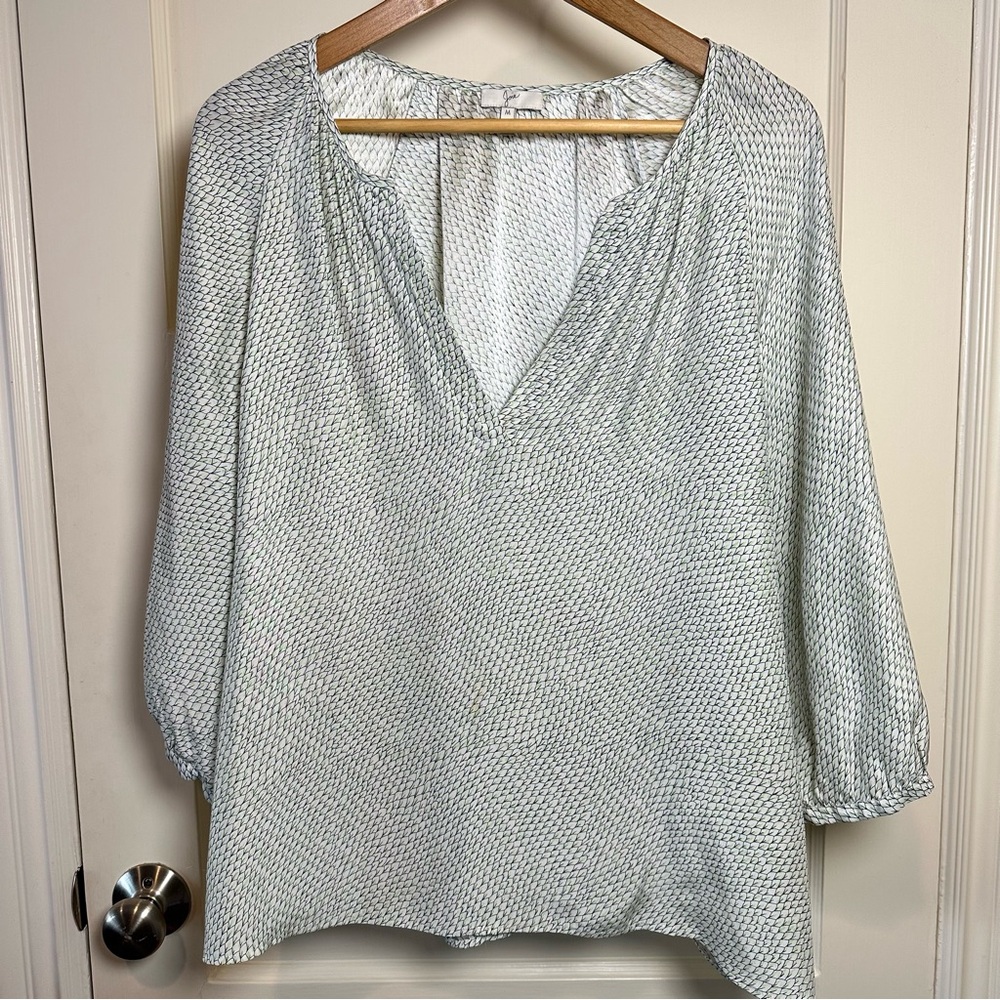 Joie 100% Silk Long Sleeve Abstract Leaf Print Blouse - Size Medium